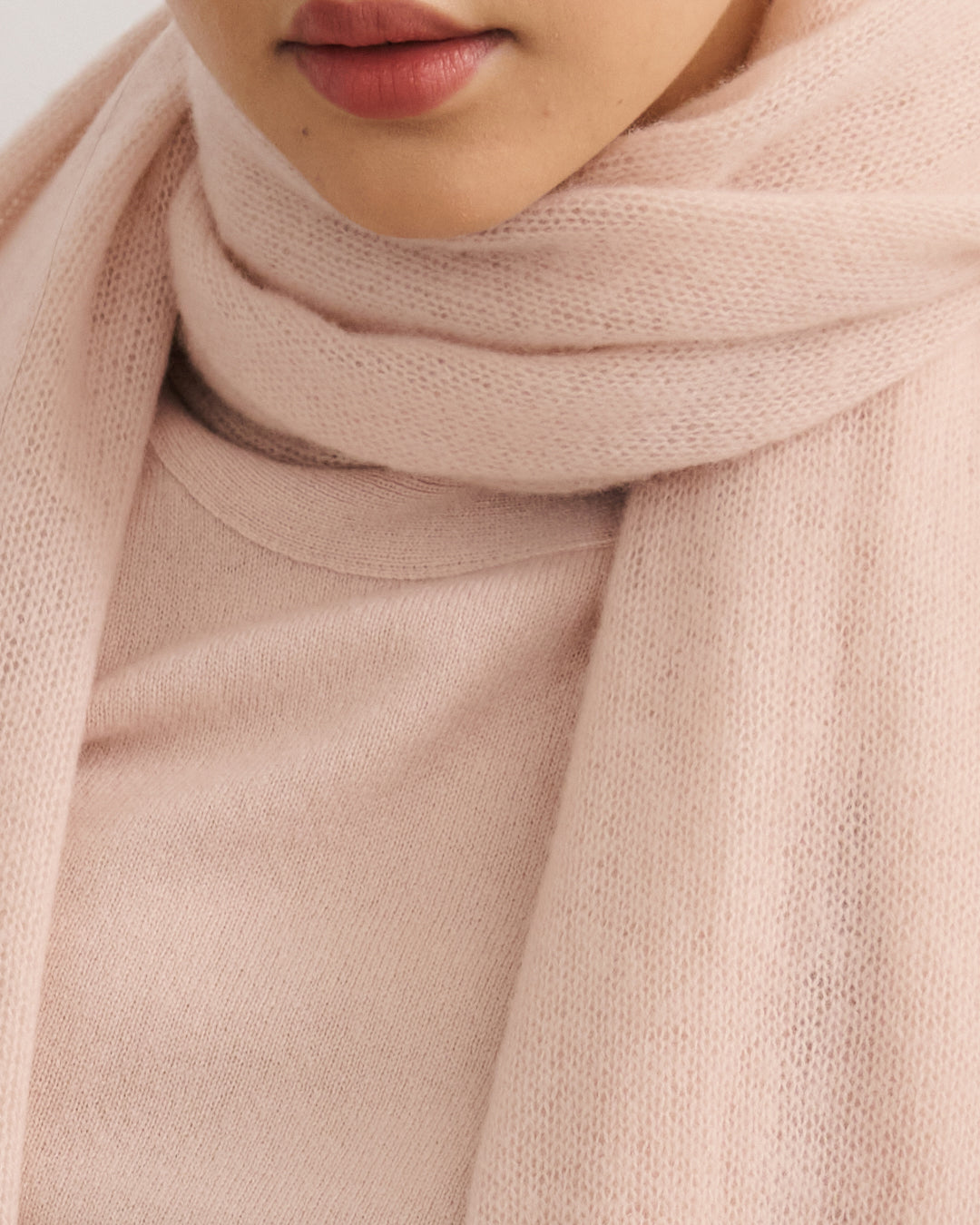 CASHMERE SCARF SHAWL IN ONE - BLUSH