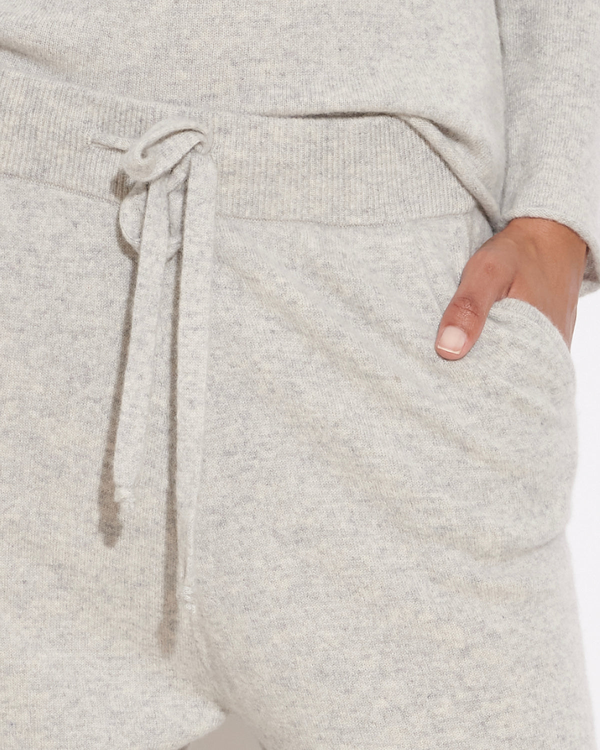 BE SPOILED CASHMERE TRACK PANTS - LIGHT GREY
