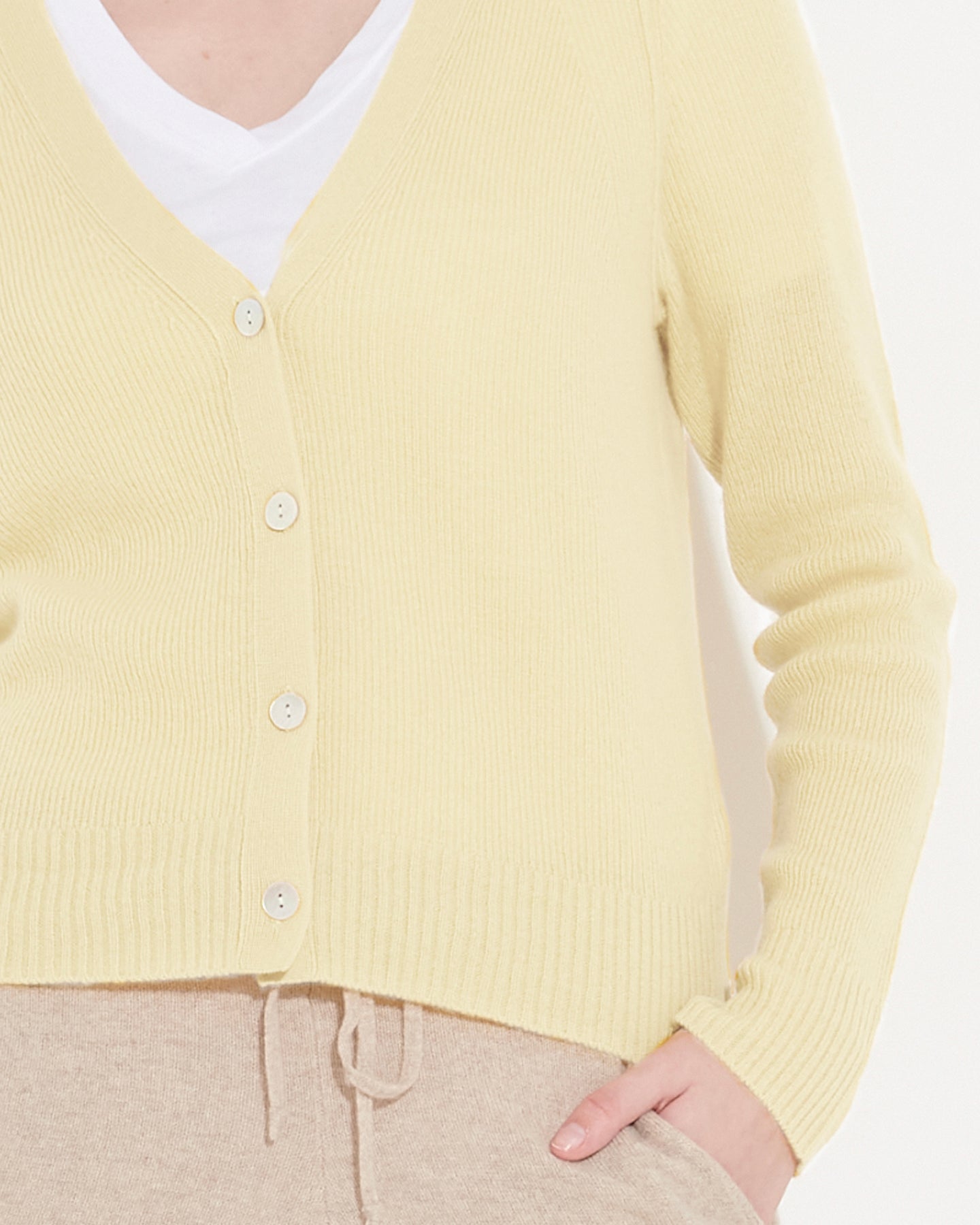 THE CLOUD V NECK CARDIGAN - PINA COLADA