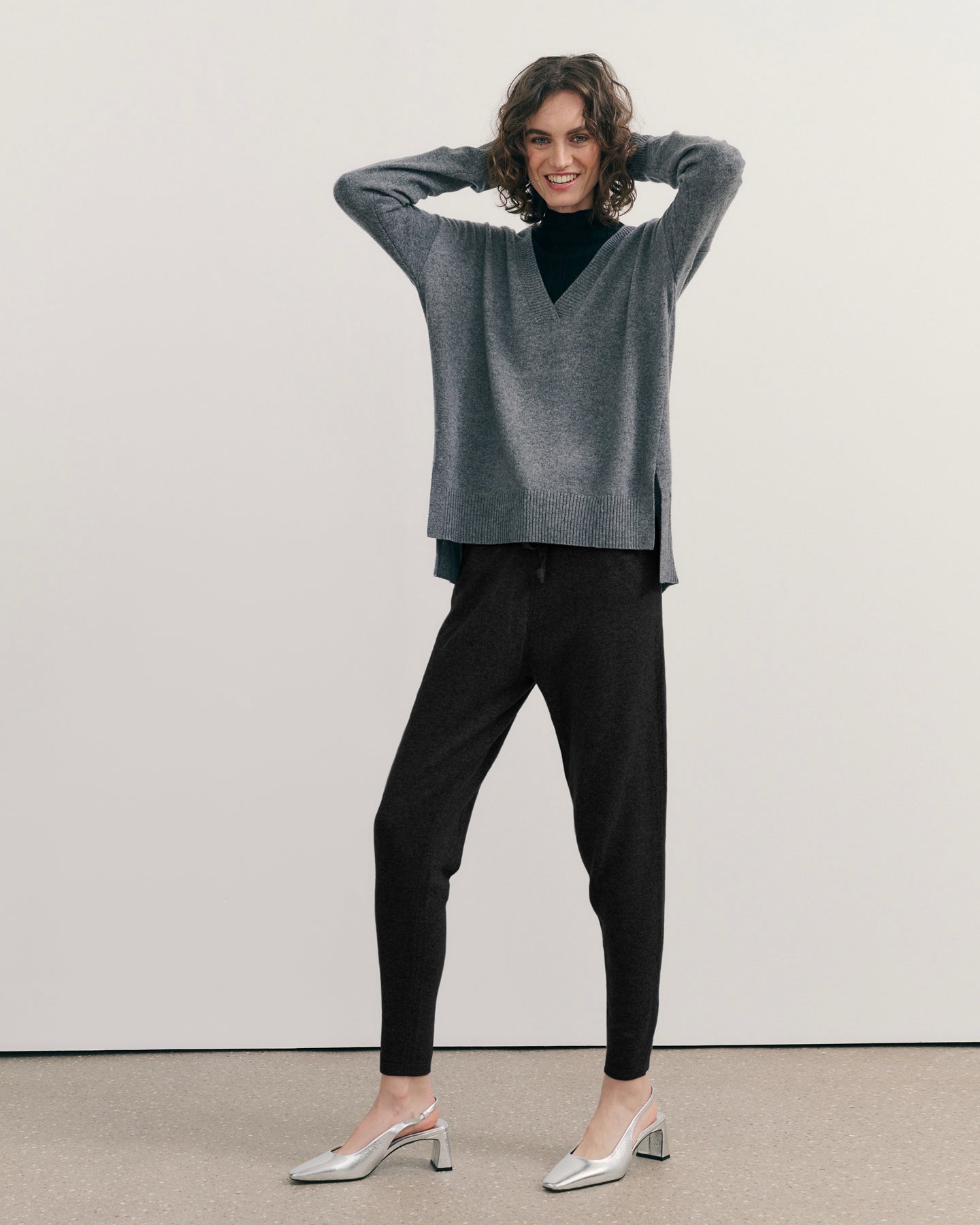 BE SPOILED CASHMERE TRACK PANTS - BLACK