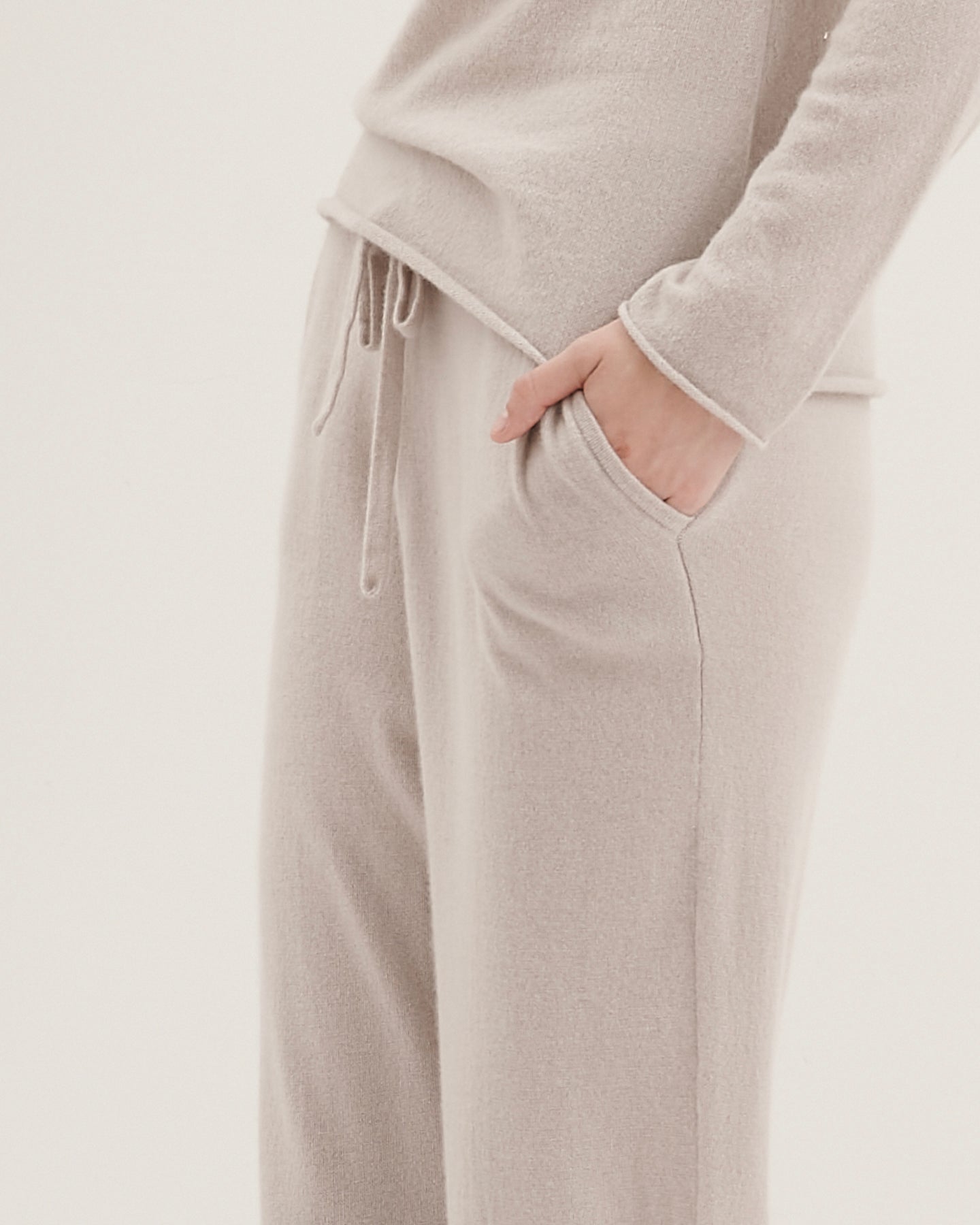 BE SPOILED CASHMERE TRACK PANTS - ZEN PEBBLE