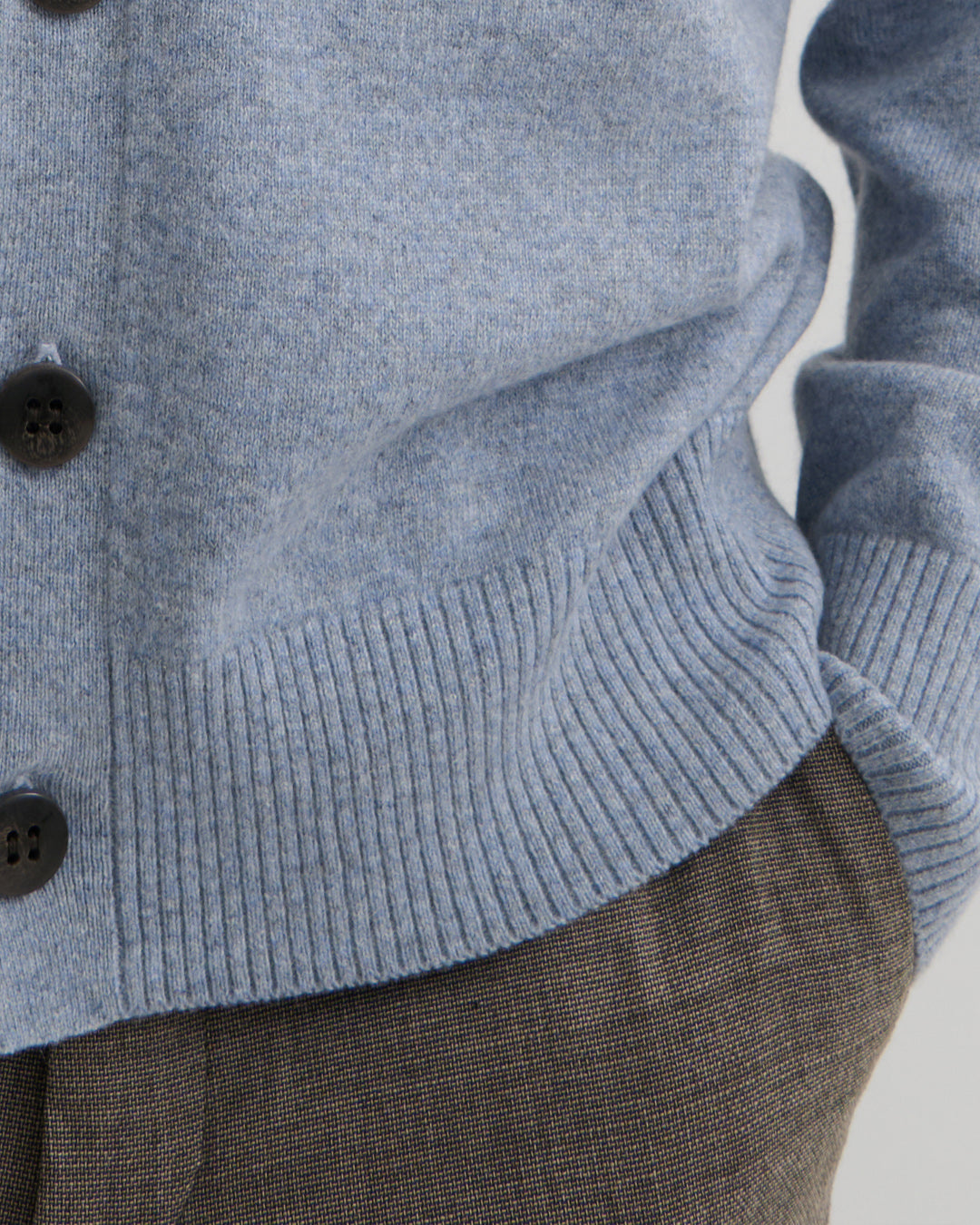 MEN'S CASHMERE V NECK CARDIGAN- MISTY BLUE