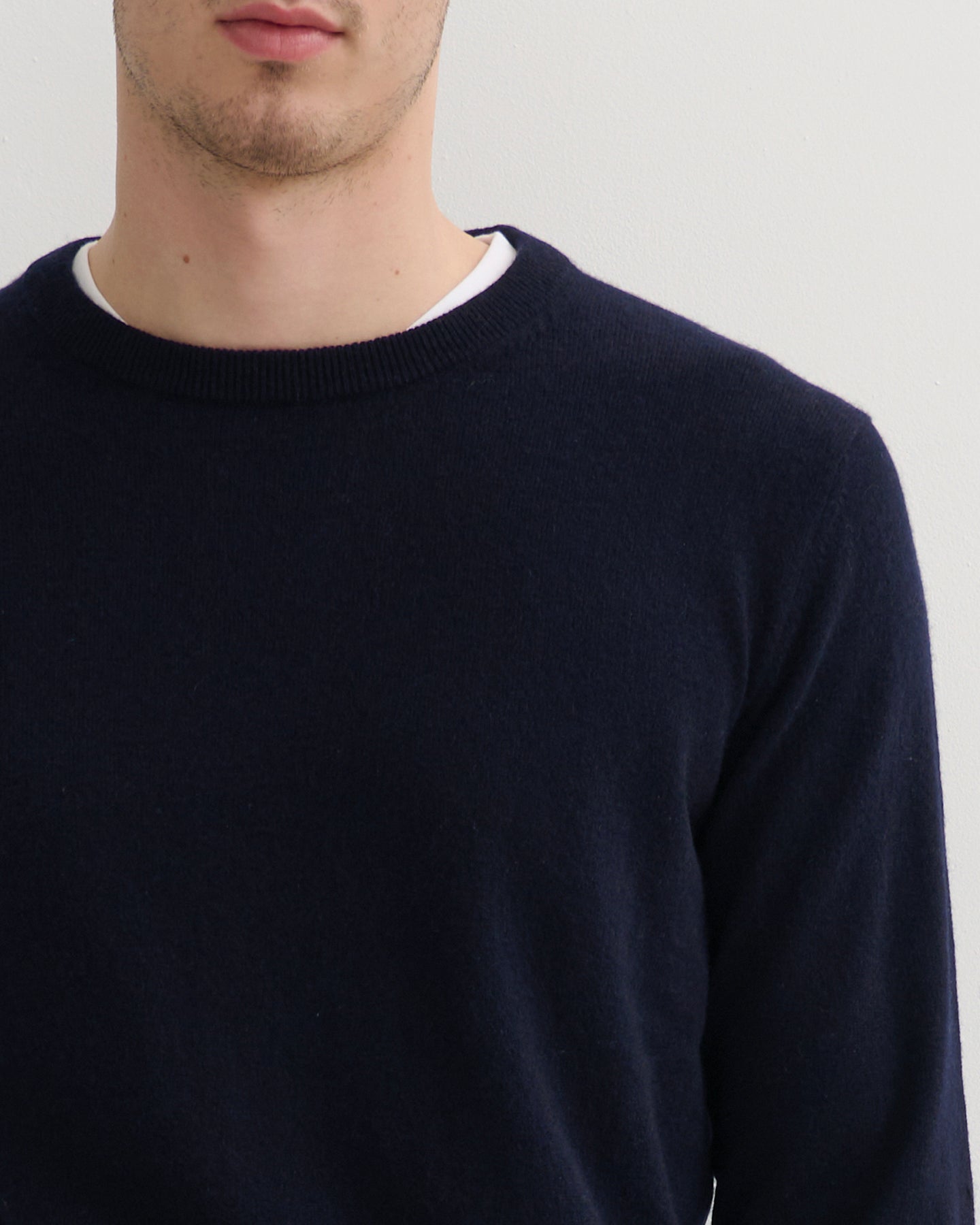 MEN'S CASHMERE CREW NECK PULLOVER - NAVY
