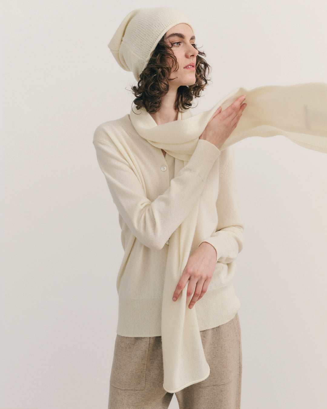 EVERYDAY CASHMERE SCARF - CREAM RAW