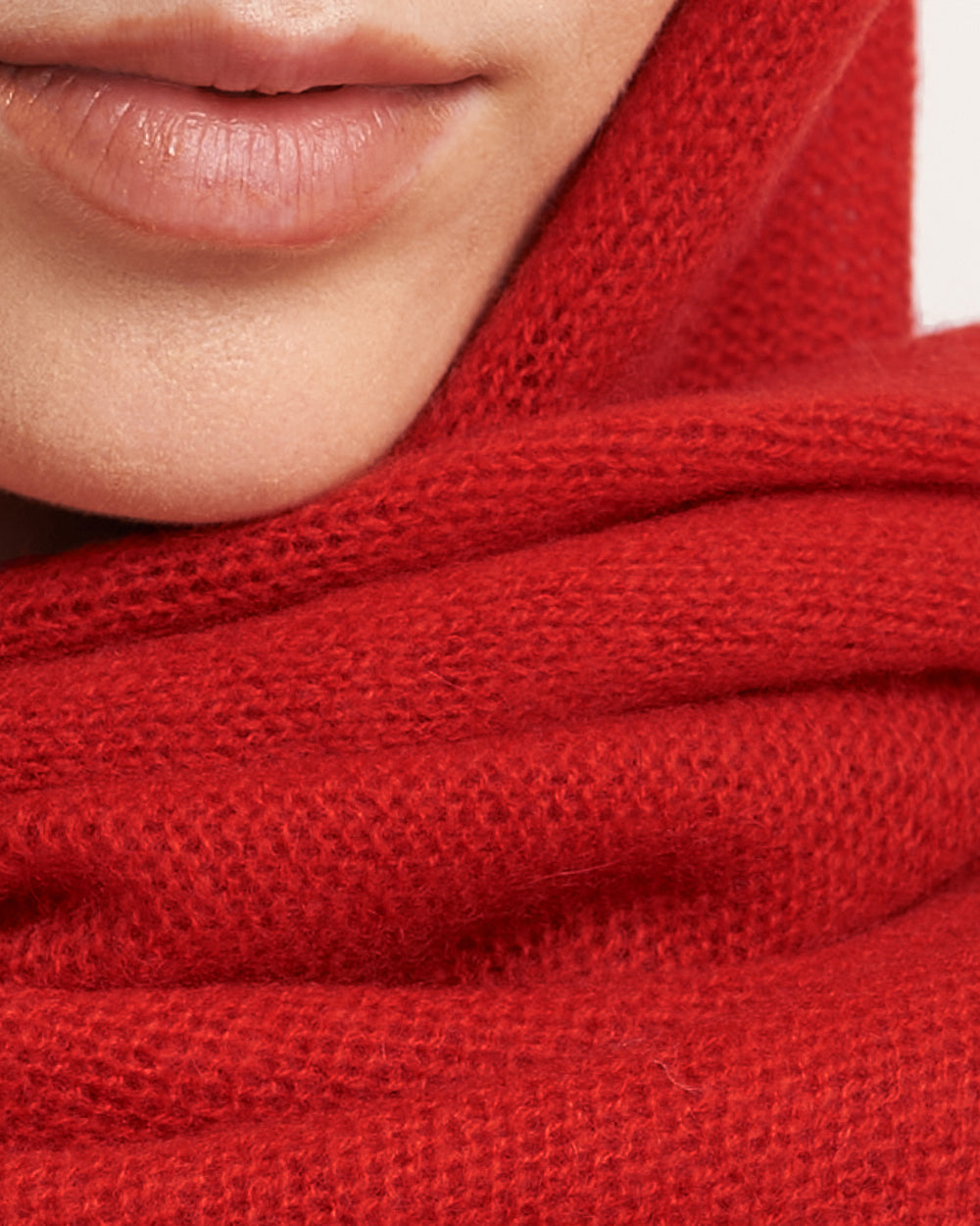 CASHMERE SCARF & SHAWL IN ONE - SCARLET RED