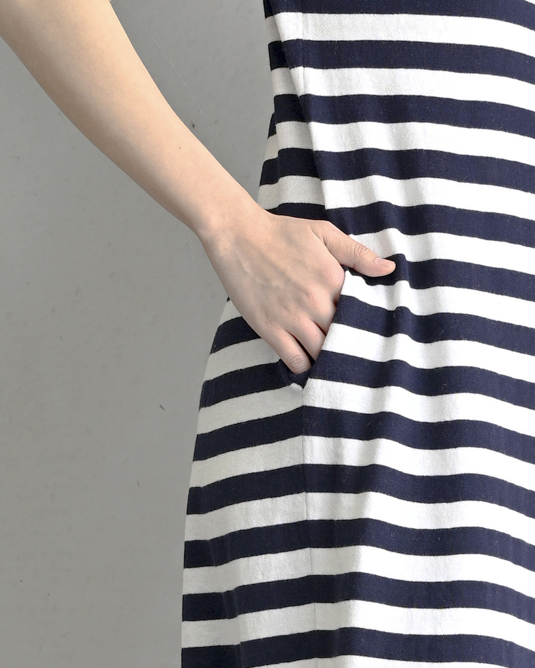 SORRENTO POCKETED STRIPE DRESS - NAVY + PEARL WHITE