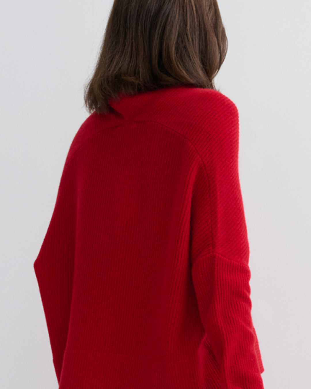 RIB KNIT COWL NECK CROP TOP - SCARLET RED