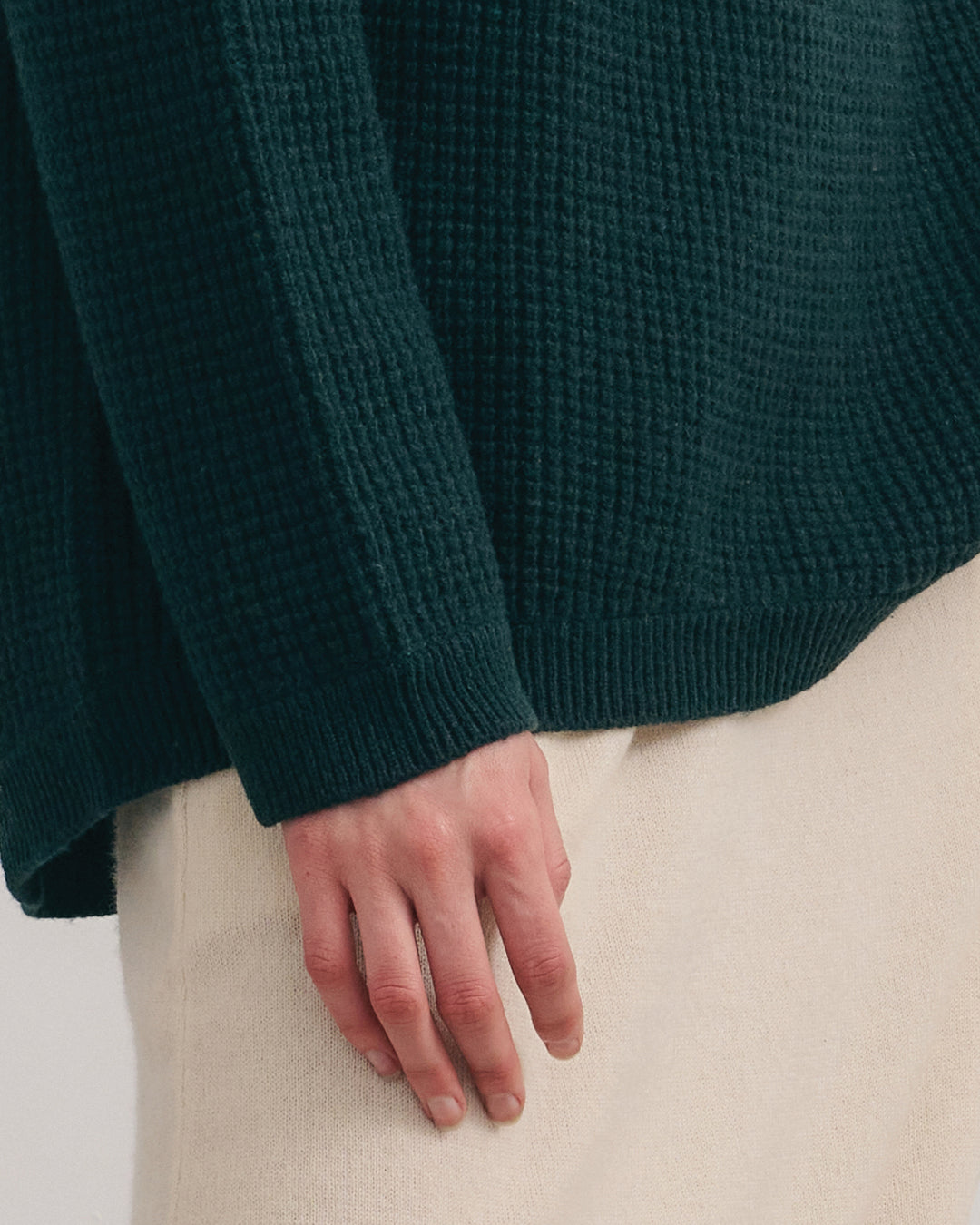 NOMADIC TEXTURED KNIT YAK CREW - DEEP FOREST GREEN