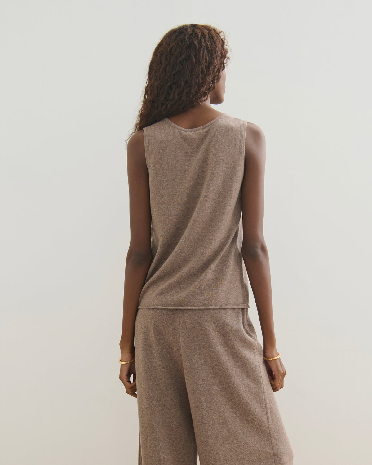 COTTON CASHMERE TANK TOP - TAUPE