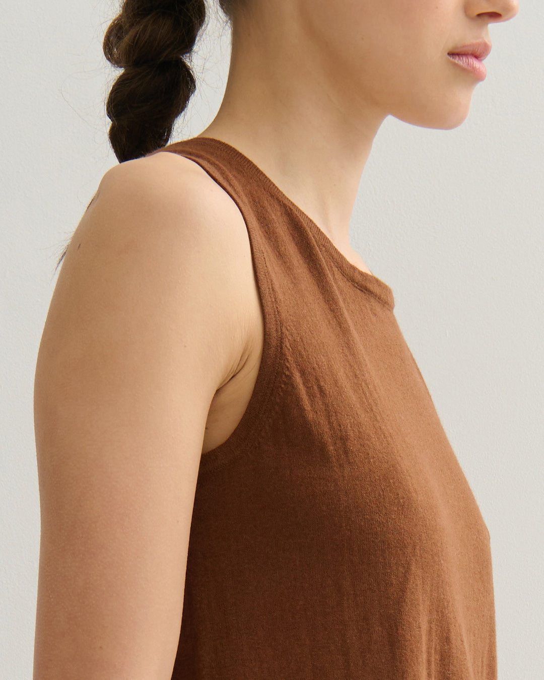 COTTON CASHMERE TANK TOP - BURNT CARAMEL