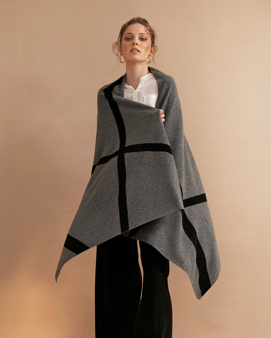 SABRINA OVERSIZED CASHMERE TRAVEL WRAP - BLACK