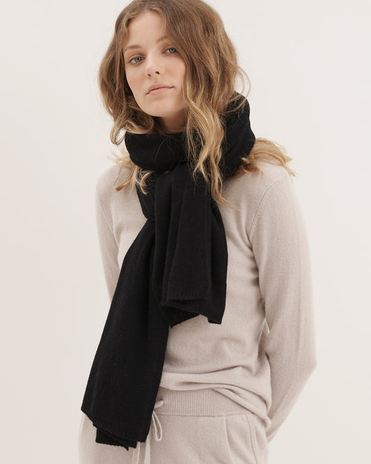 CASHMERE SCARF SHAWL IN ONE - BLACK