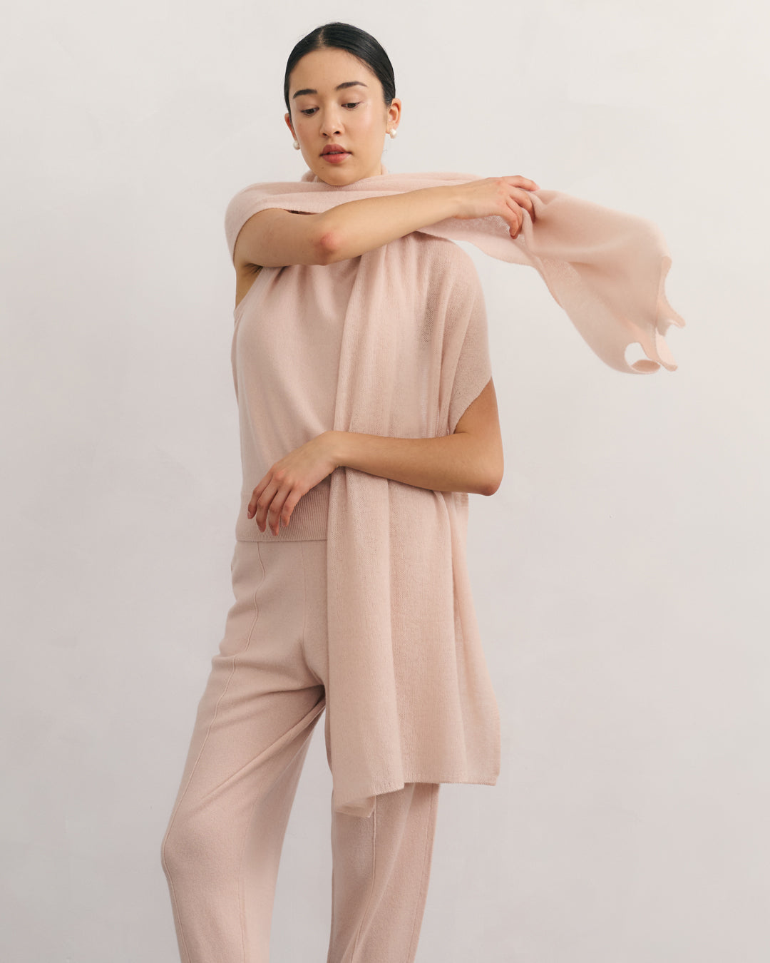 CASHMERE SCARF SHAWL IN ONE - BLUSH