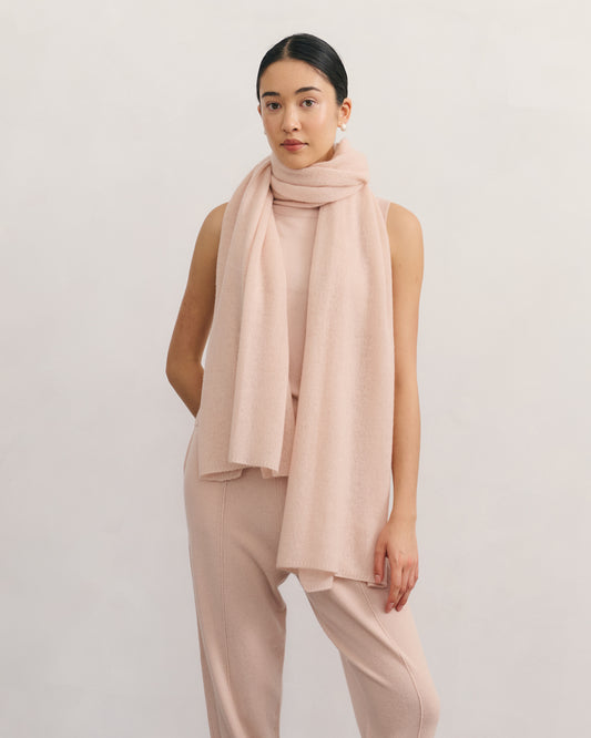 CASHMERE SCARF SHAWL IN ONE - BLUSH