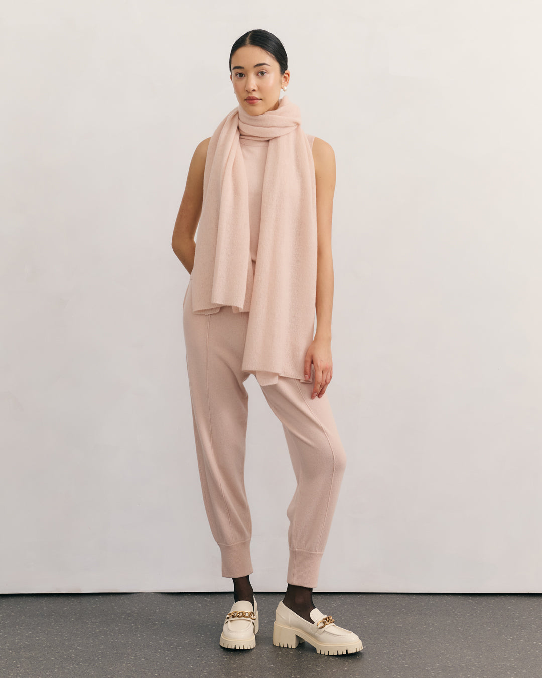 CASHMERE SCARF SHAWL IN ONE - BLUSH