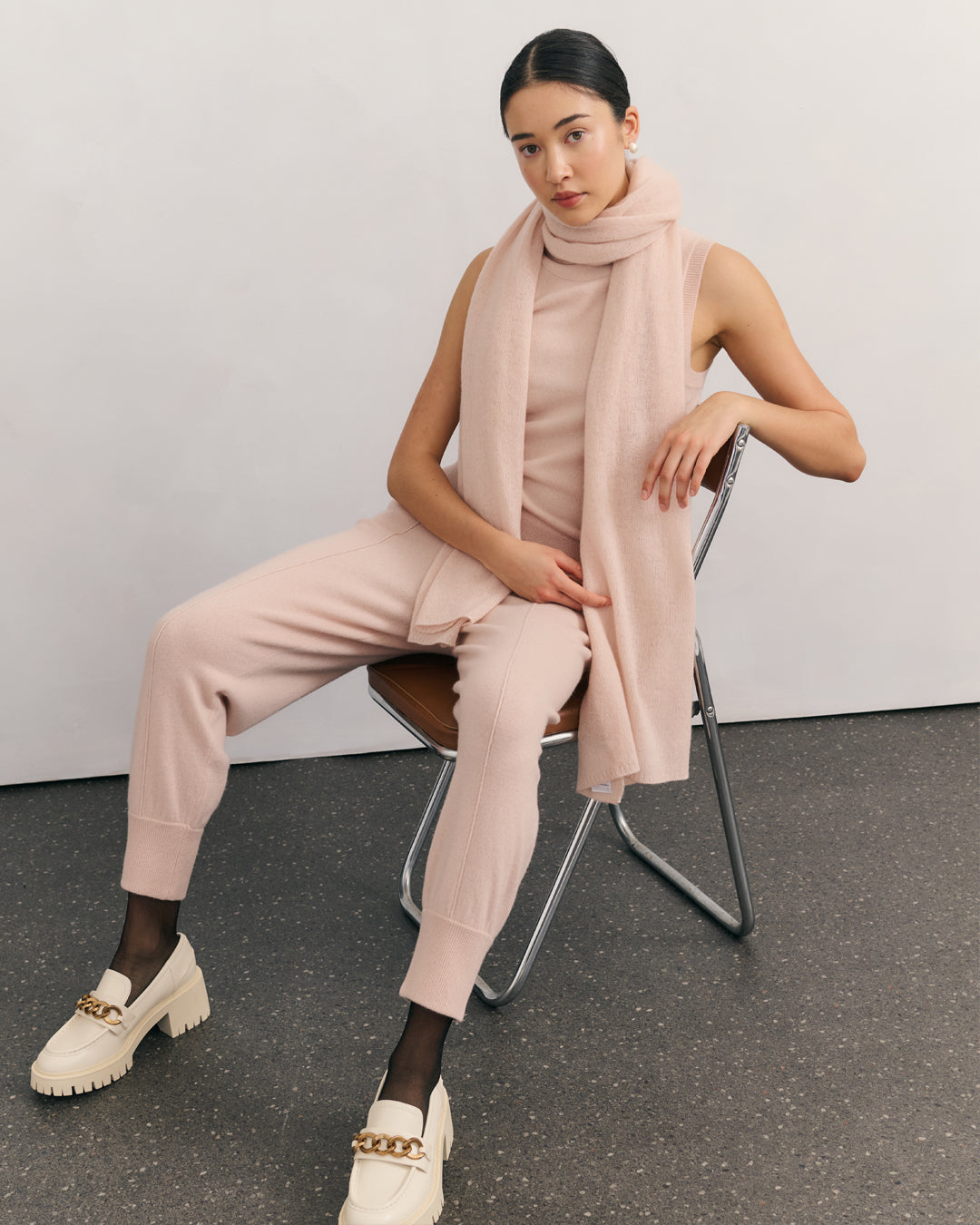 CASHMERE SCARF SHAWL IN ONE - BLUSH