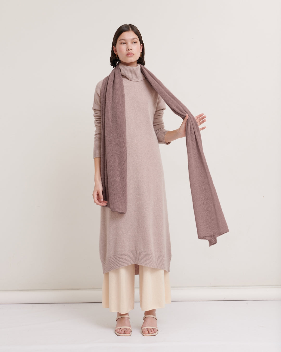 CASHMERE SCARF SHAWL IN ONE - CLAY