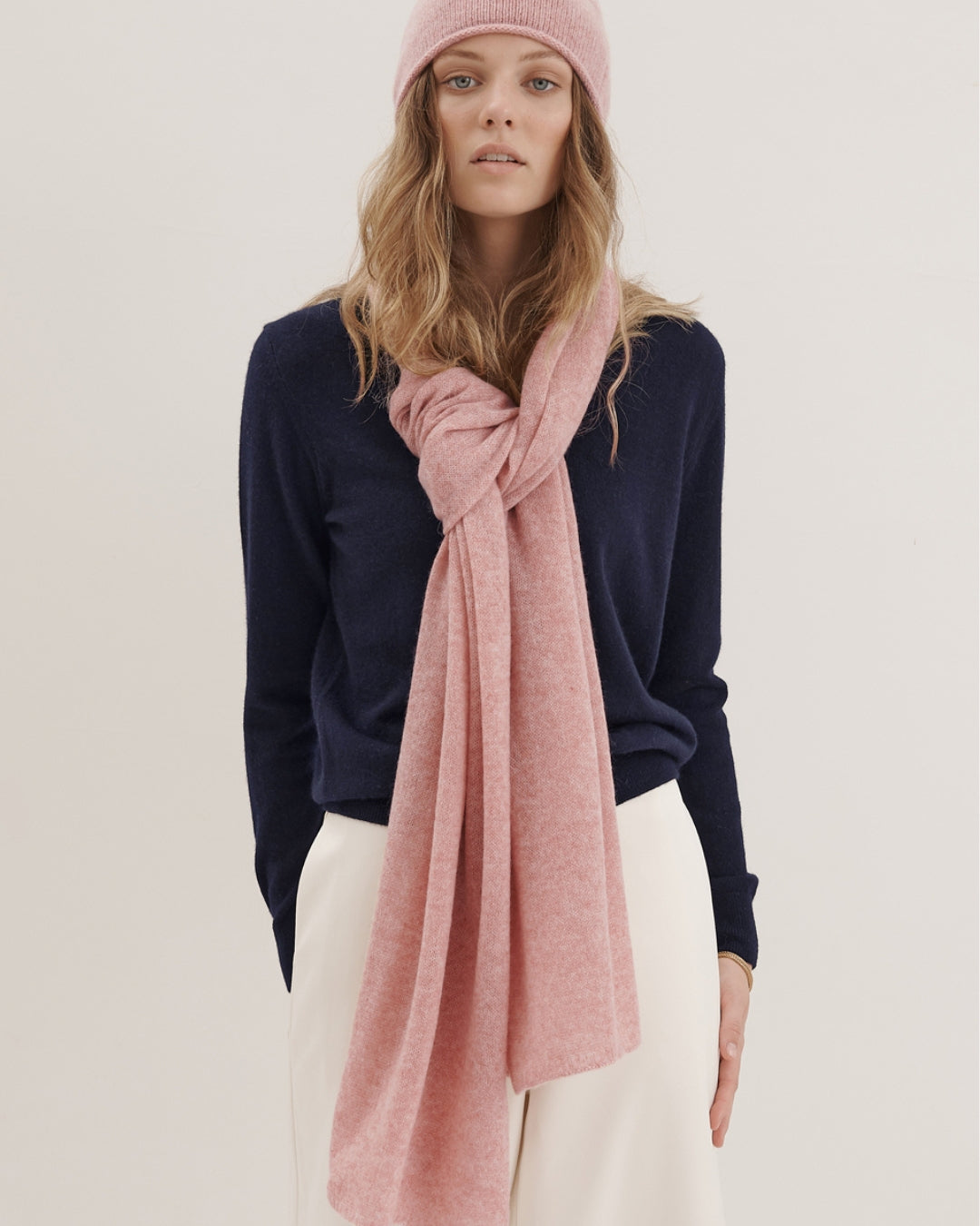 CASHMERE SCARF SHAWL IN ONE - RASPBERRY SOBERT