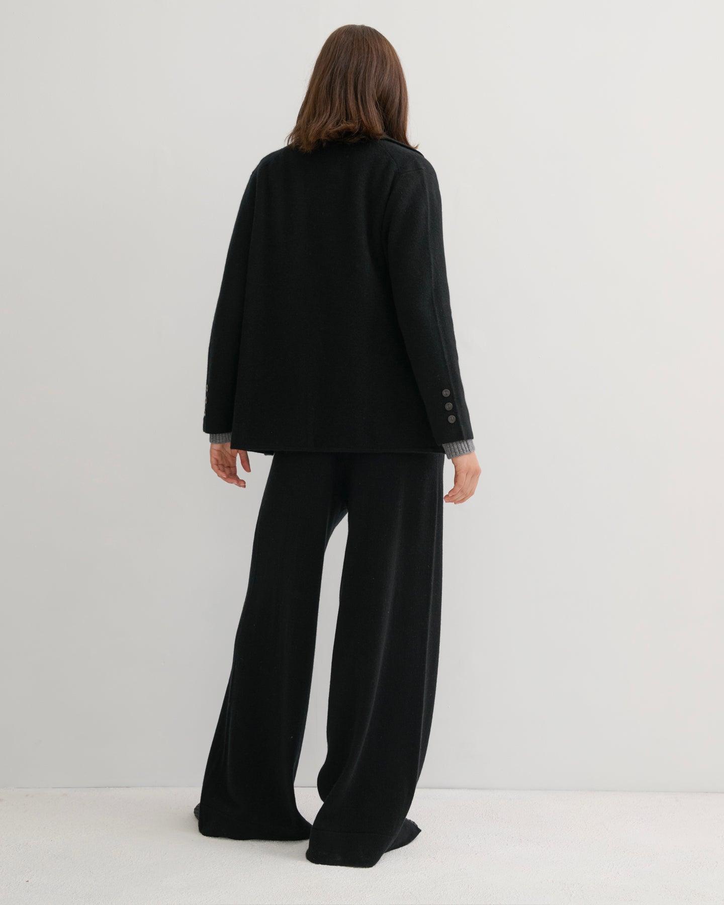 CASHMERE POWER BLAZER - BLACK