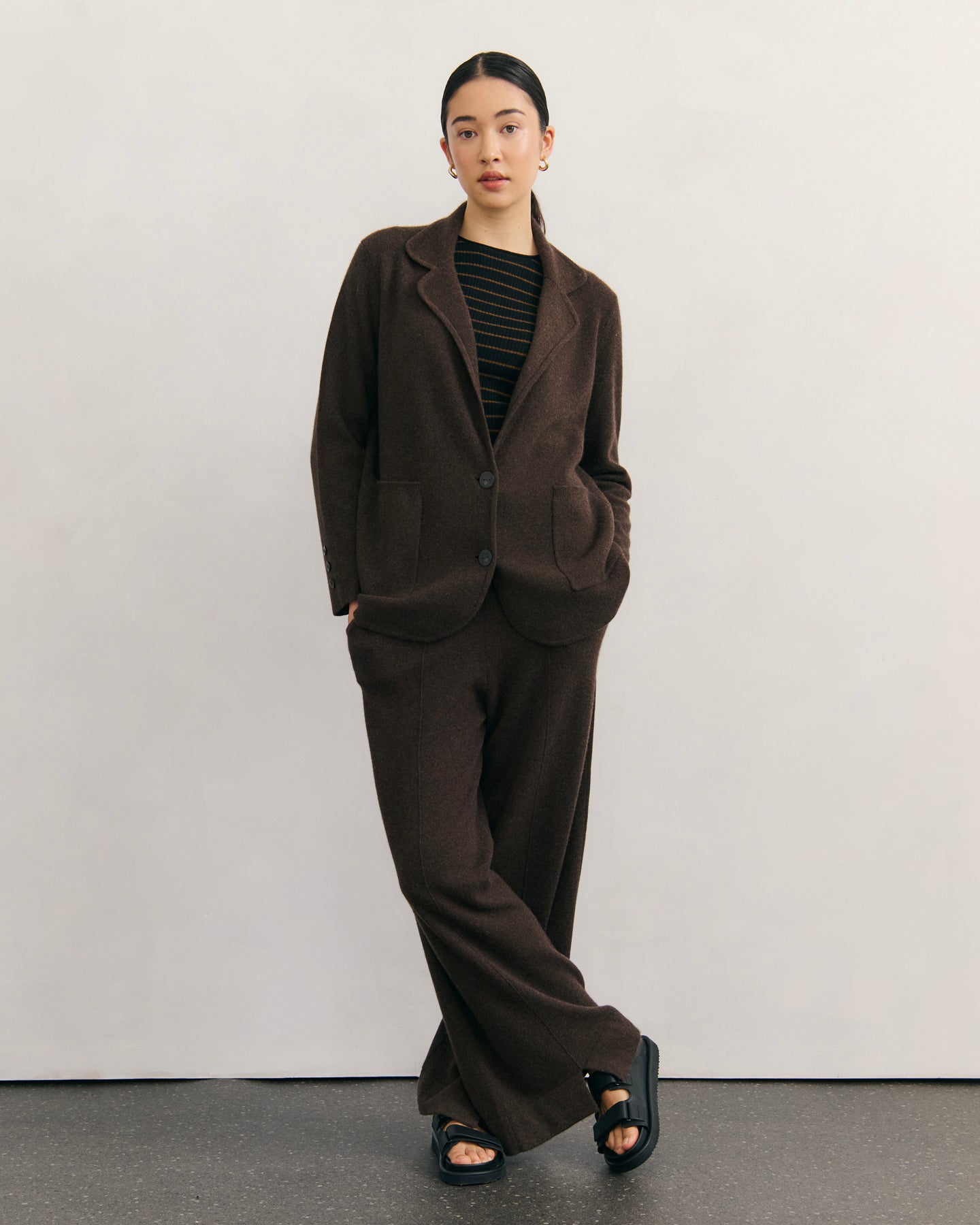 CASHMERE POWER BLAZER - CHOCOLATE