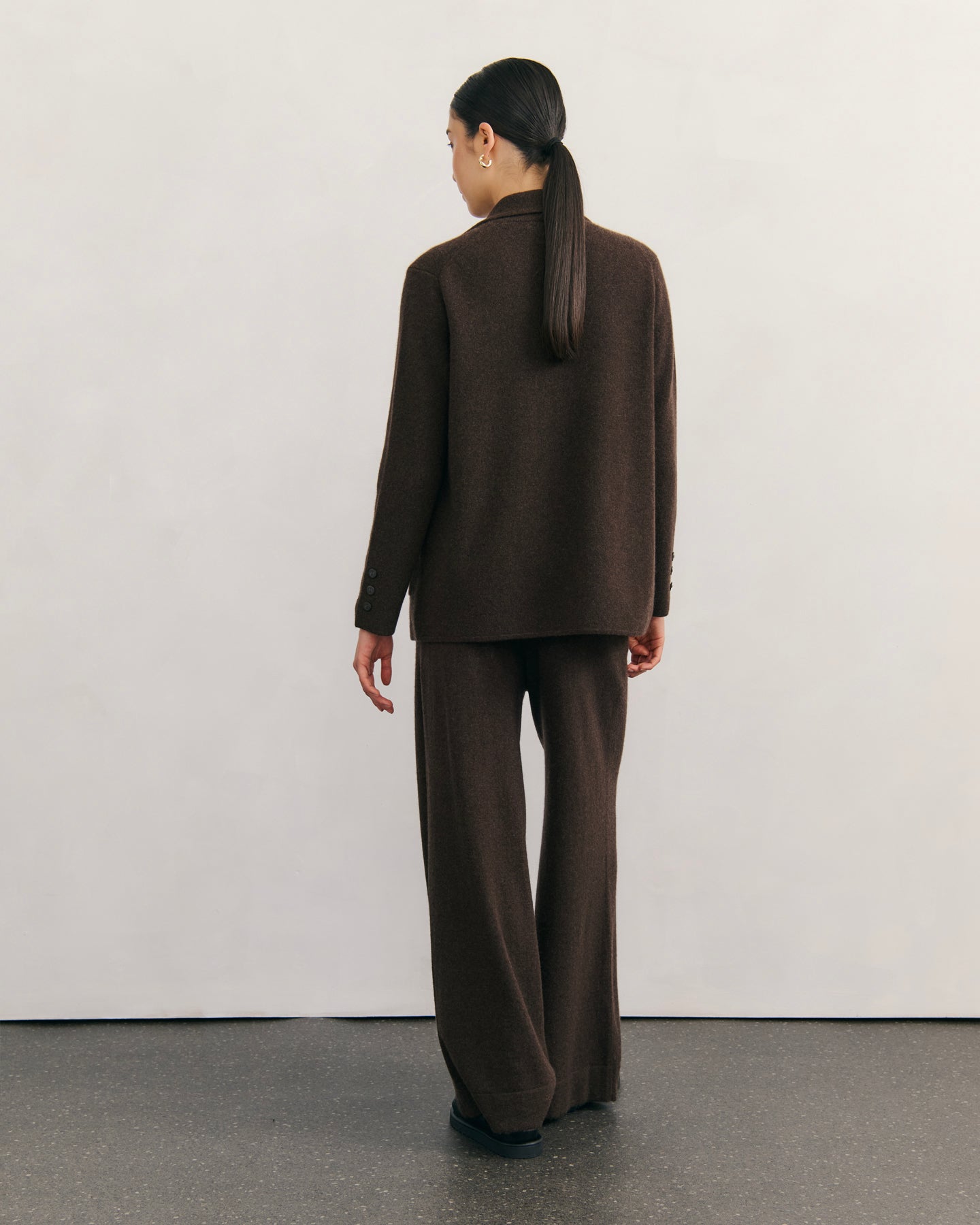 CASHMERE POWER BLAZER - CHOCOLATE