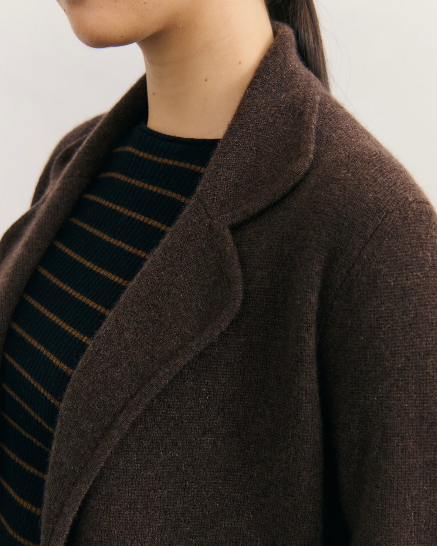 CASHMERE POWER BLAZER - CHOCOLATE