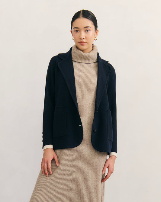CASHMERE POWER BLAZER - NAVY