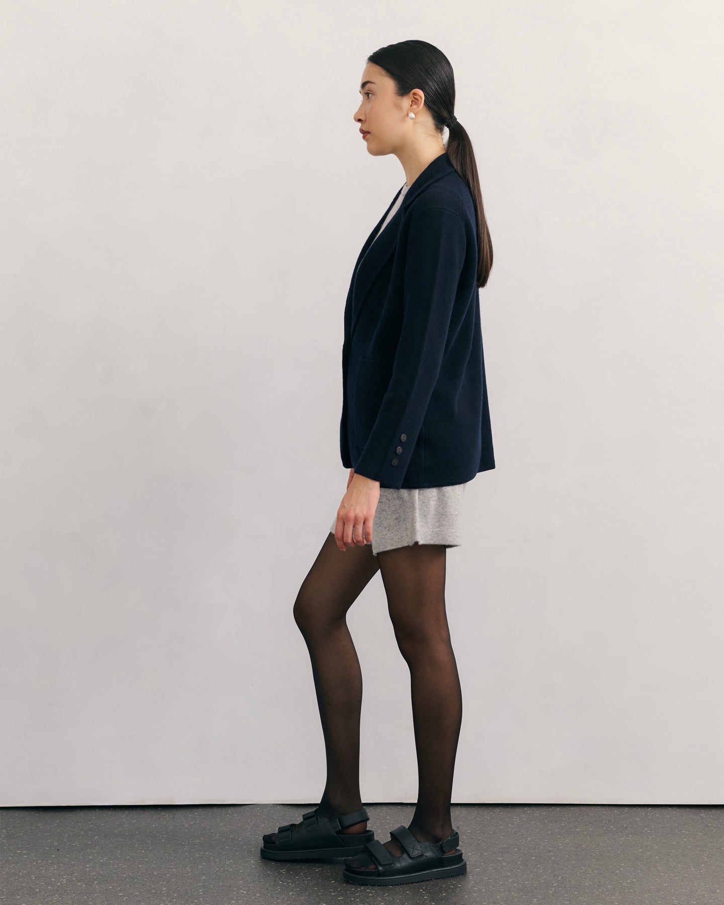 CASHMERE POWER BLAZER - NAVY