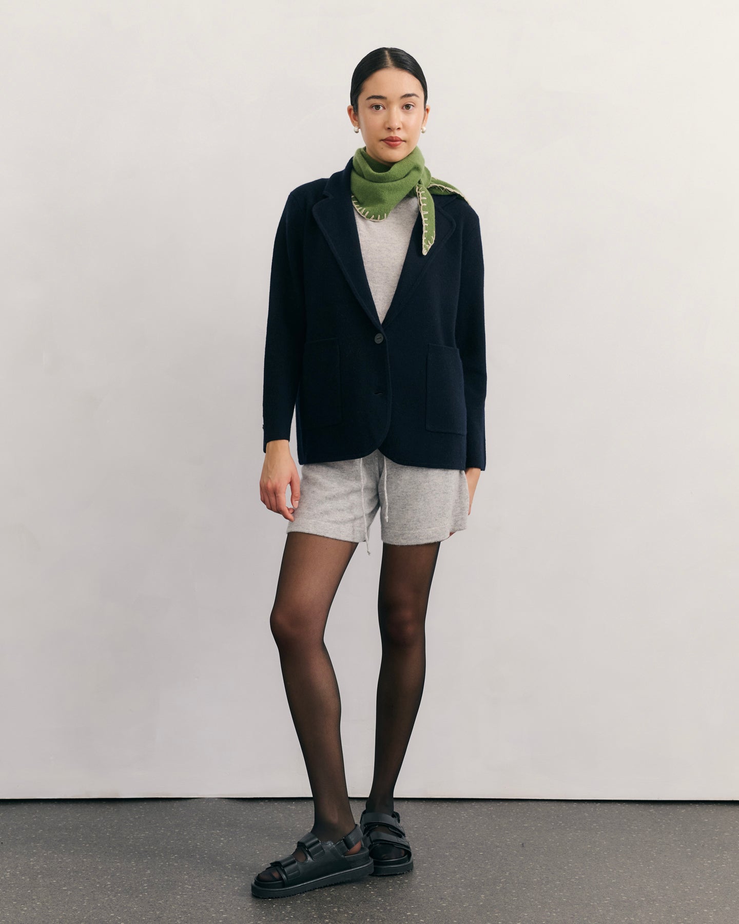 CASHMERE POWER BLAZER - NAVY