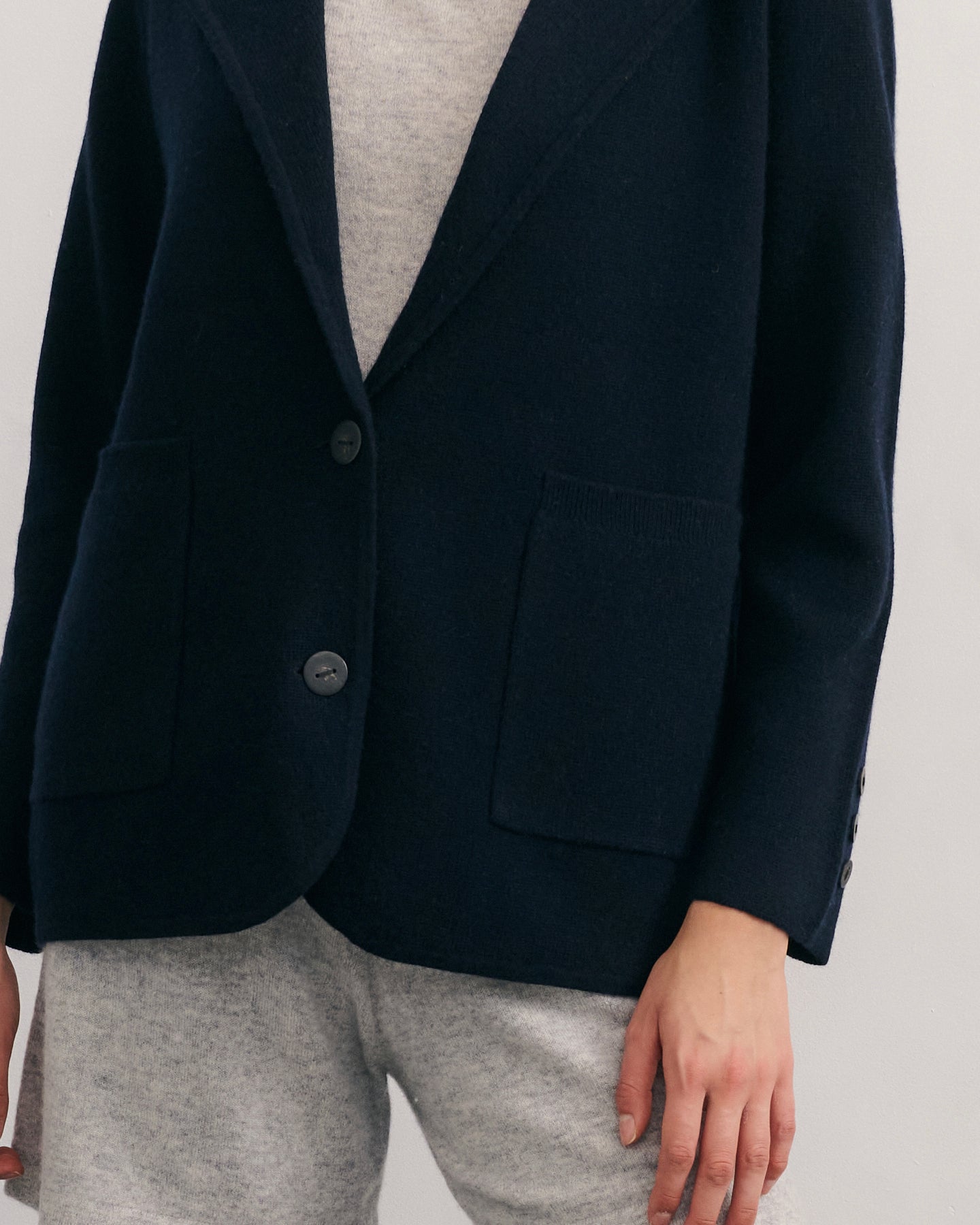 CASHMERE POWER BLAZER - NAVY