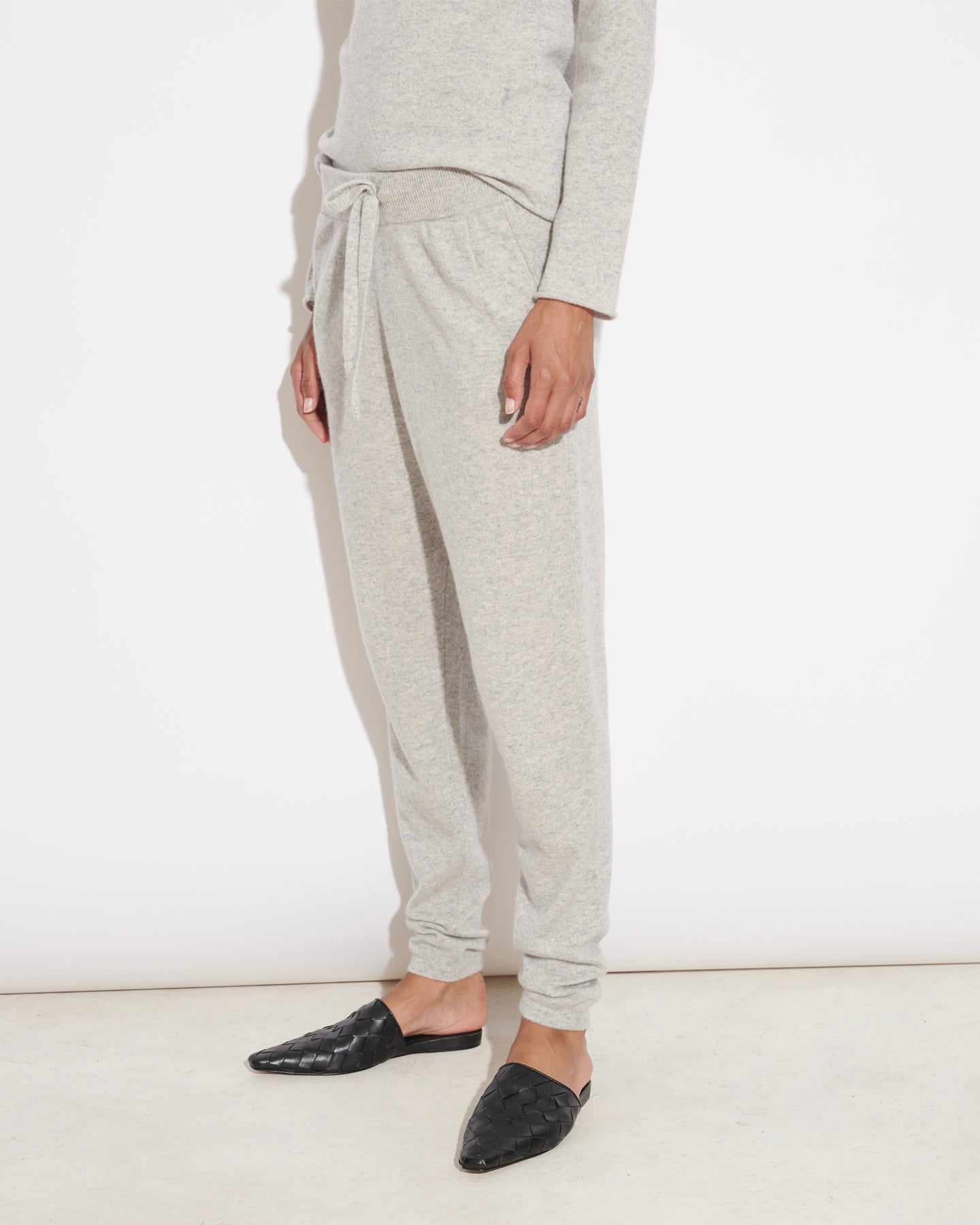 BE SPOILED CASHMERE TRACK PANTS - LIGHT GREY