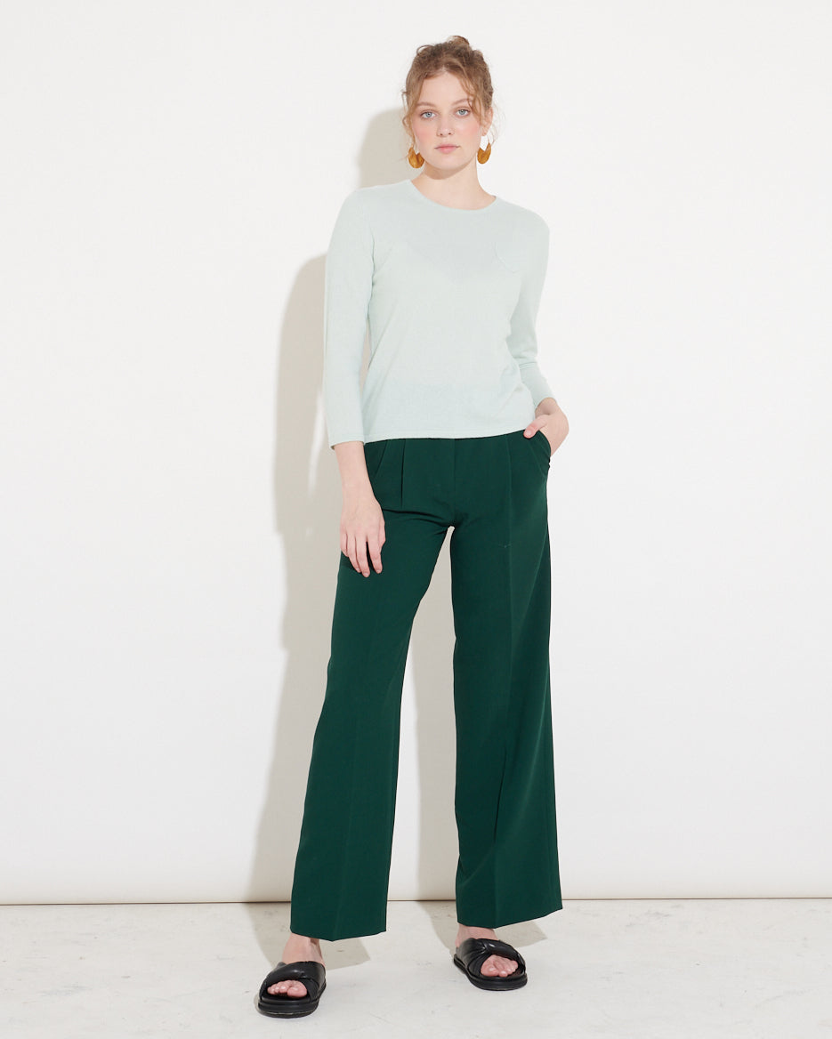 CASHMERE 3/4 SLEEVE TOP - ALOE VERA