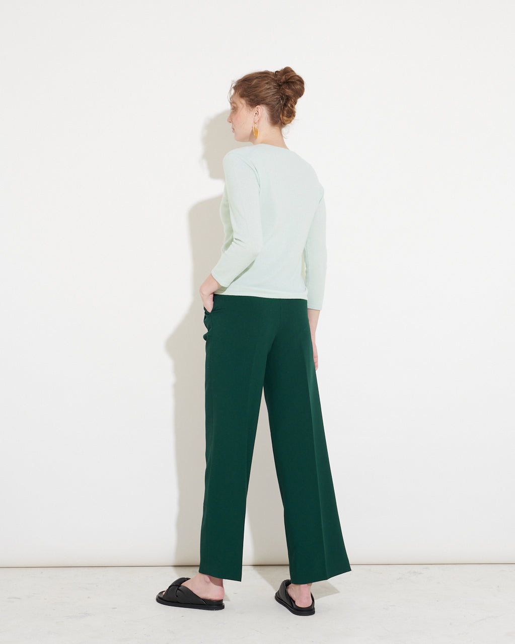 CASHMERE 3/4 SLEEVE TOP - ALOE VERA