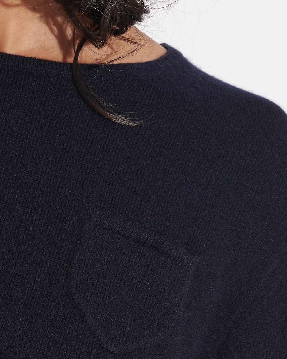 CASHMERE 3/4 SLEEVE TOP - NAVY