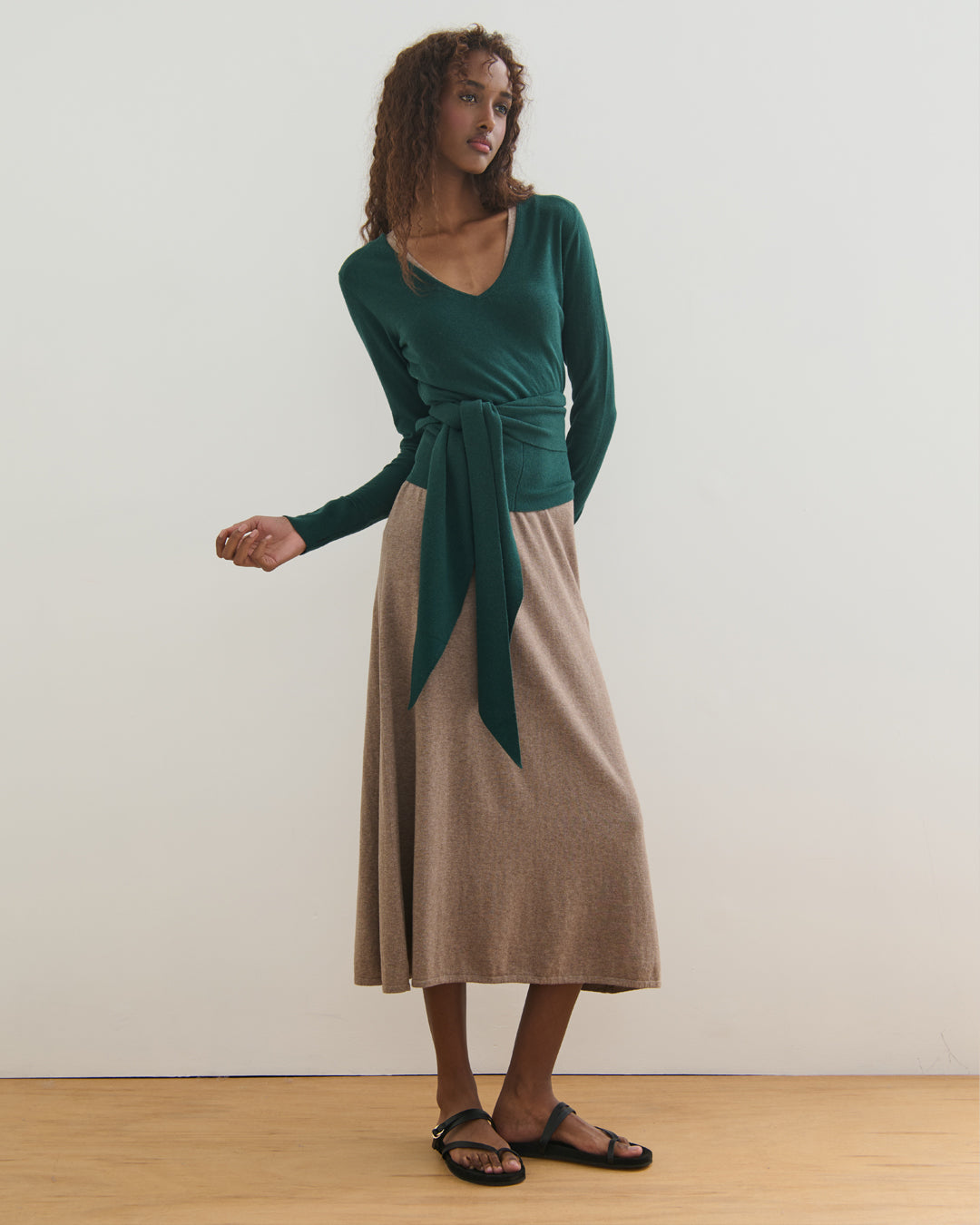 GISELLE TWO-WAY WRAP TOP - FOREST GREEN