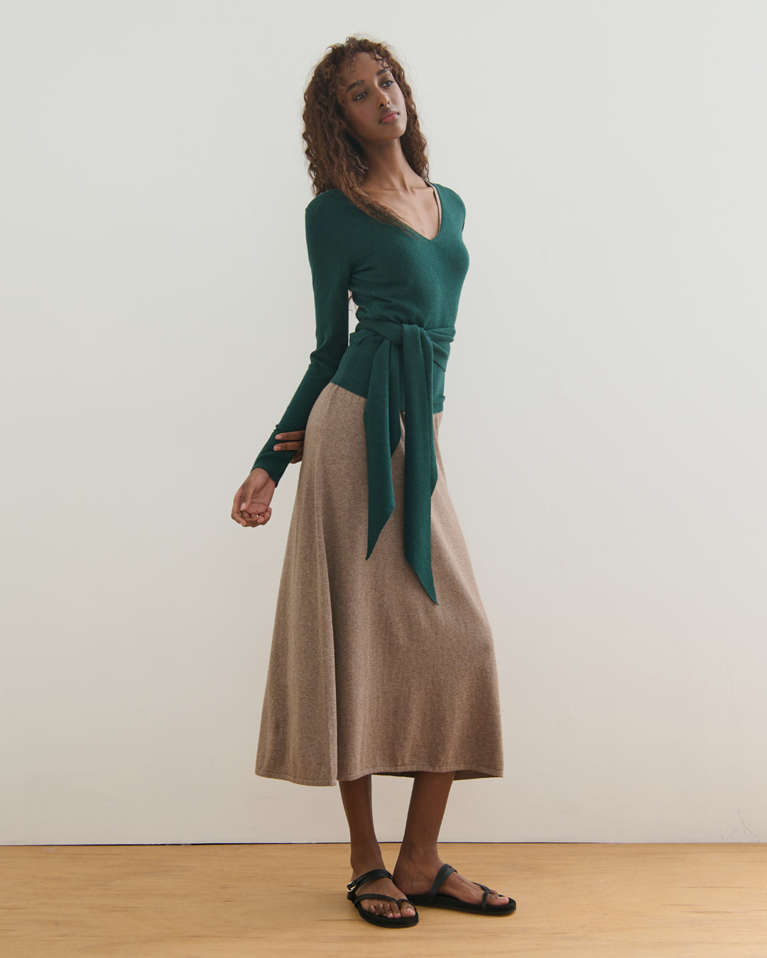 GISELLE TWO-WAY WRAP TOP - FOREST GREEN