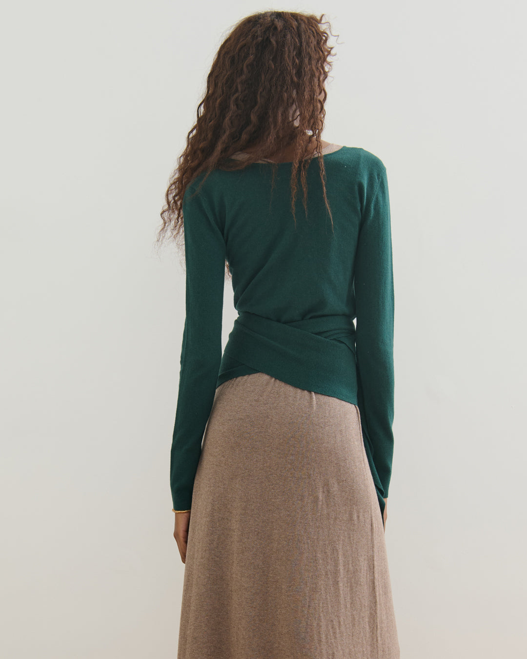 GISELLE TWO-WAY WRAP TOP - FOREST GREEN