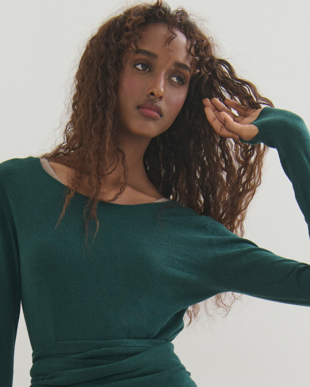 GISELLE TWO-WAY WRAP TOP - FOREST GREEN