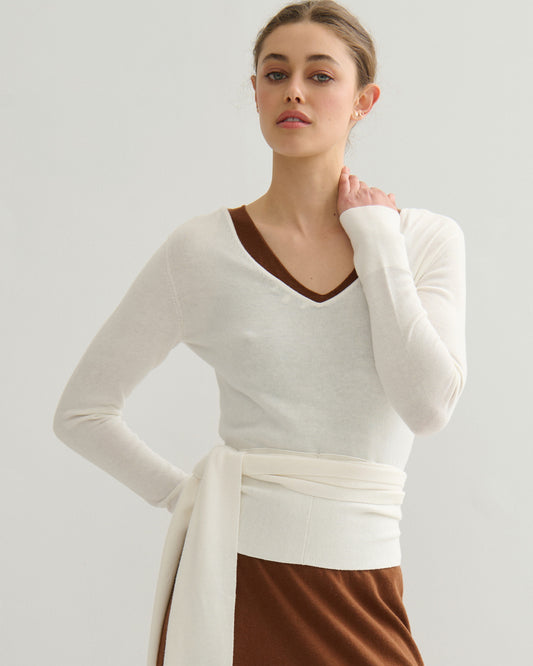 GISELLE TWO-WAY WRAP TOP - PEARL WHITE