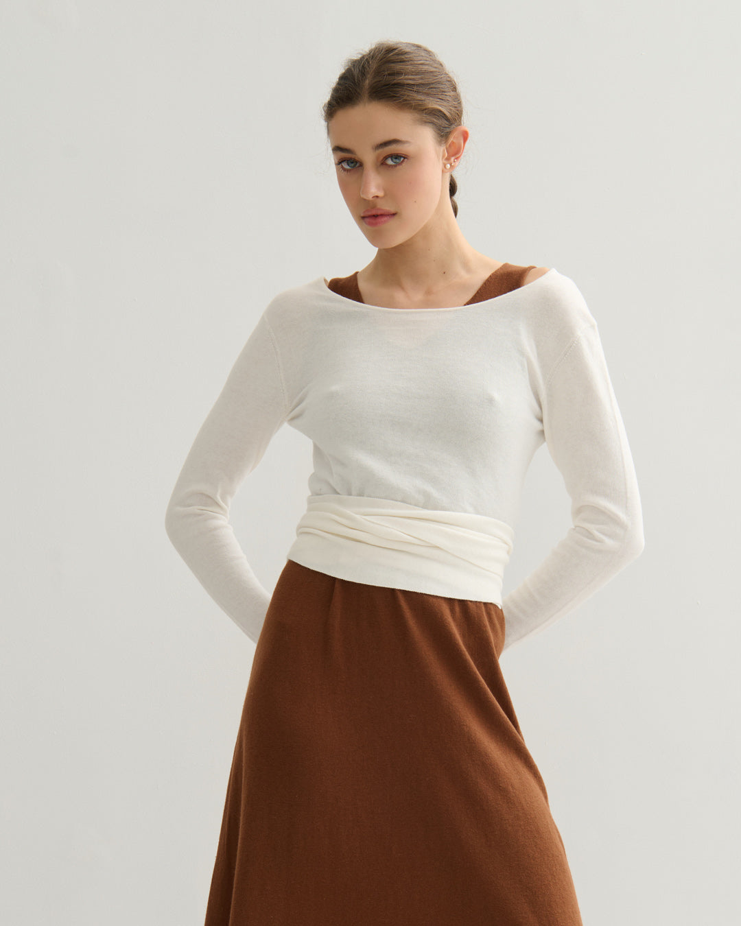 GISELLE TWO-WAY WRAP TOP - PEARL WHITE