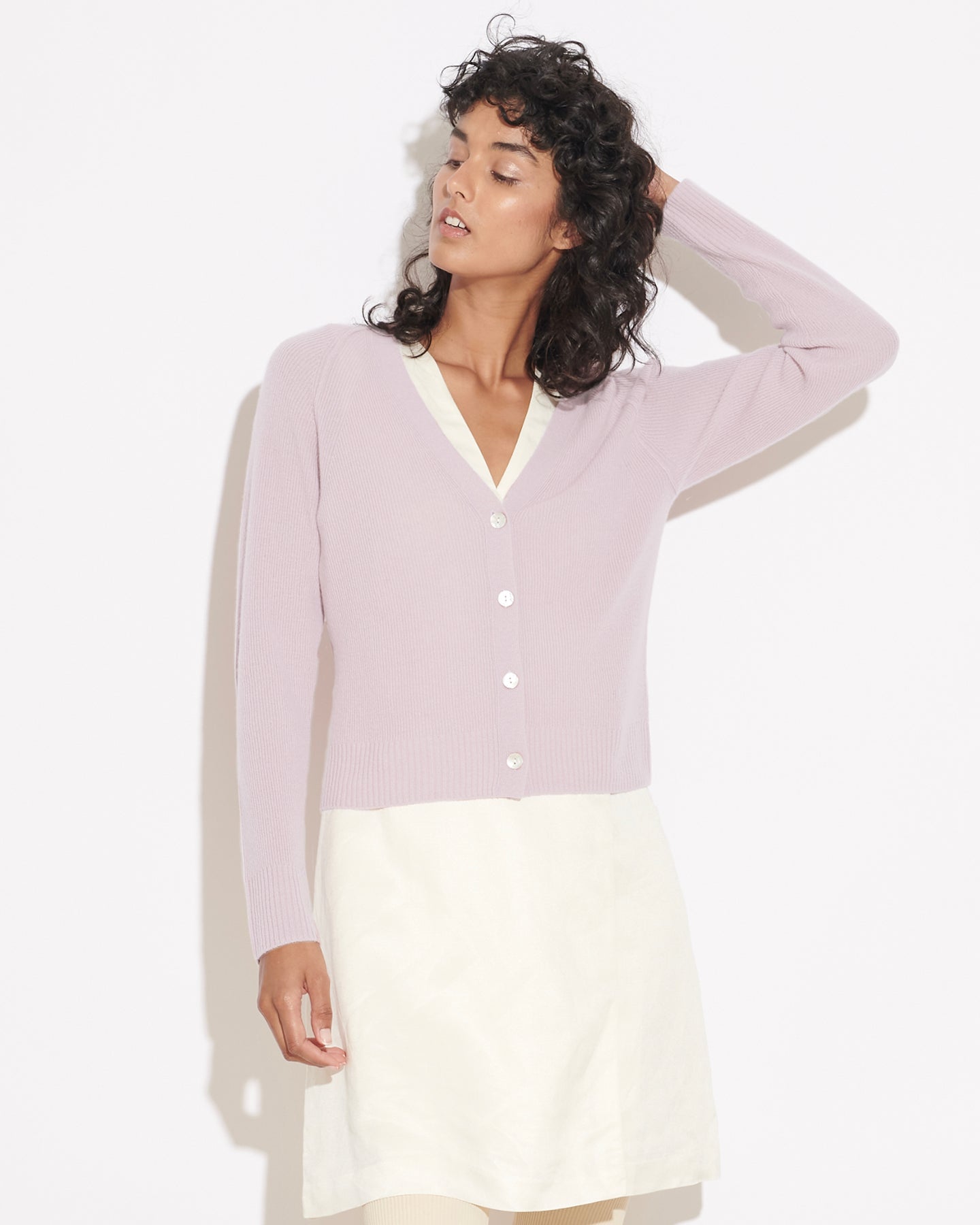 THE CLOUD V NECK CARDIGAN - LILAC MIST