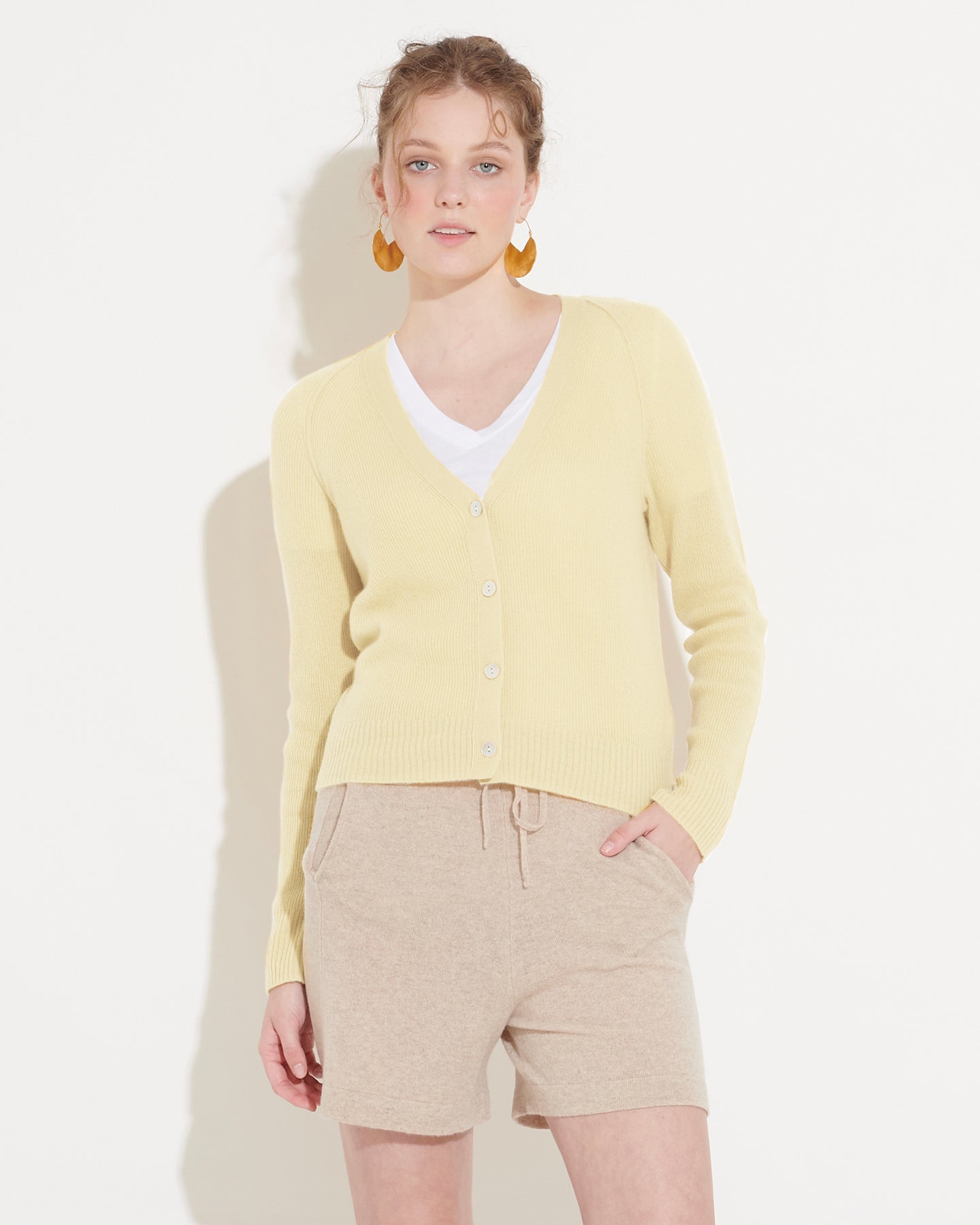 THE CLOUD V NECK CARDIGAN - PINA COLADA