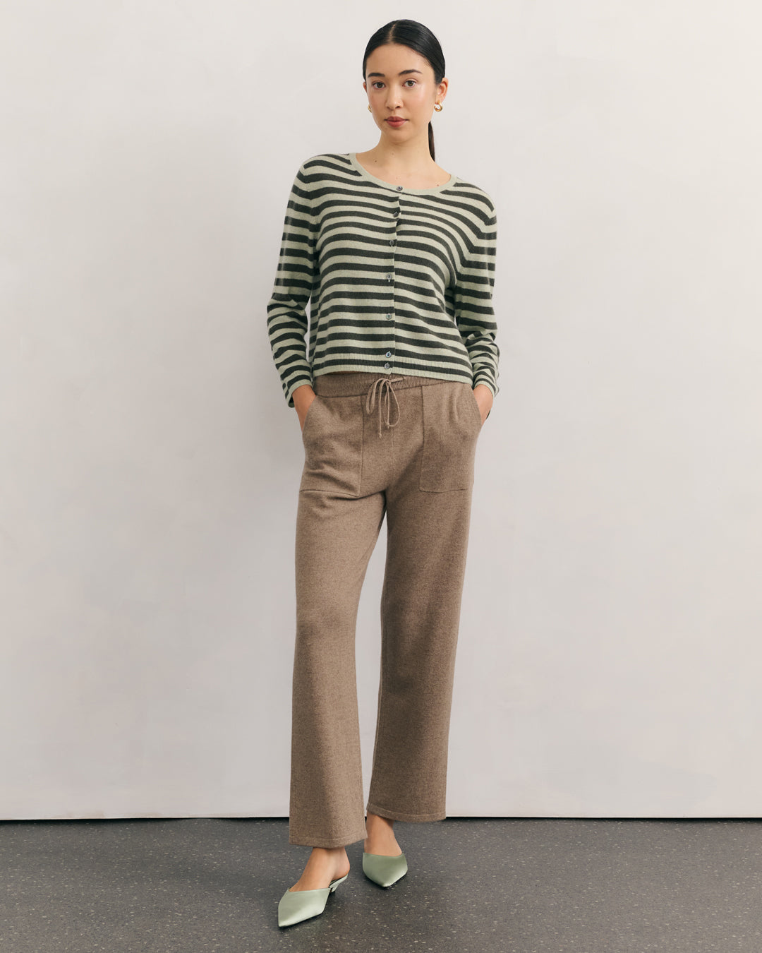 LIKE A BREEZE STRIPED CARDIGAN - MINT/TEA LEAF