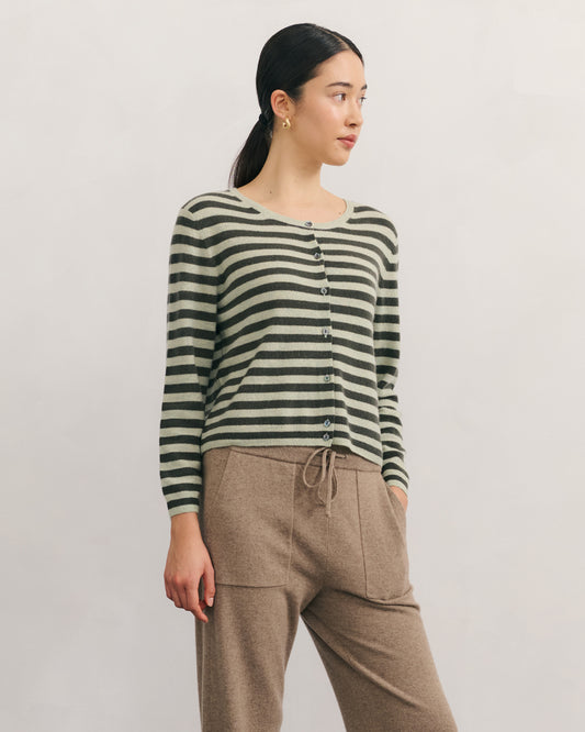 LIKE A BREEZE STRIPED CARDIGAN - MINT/TEA LEAF
