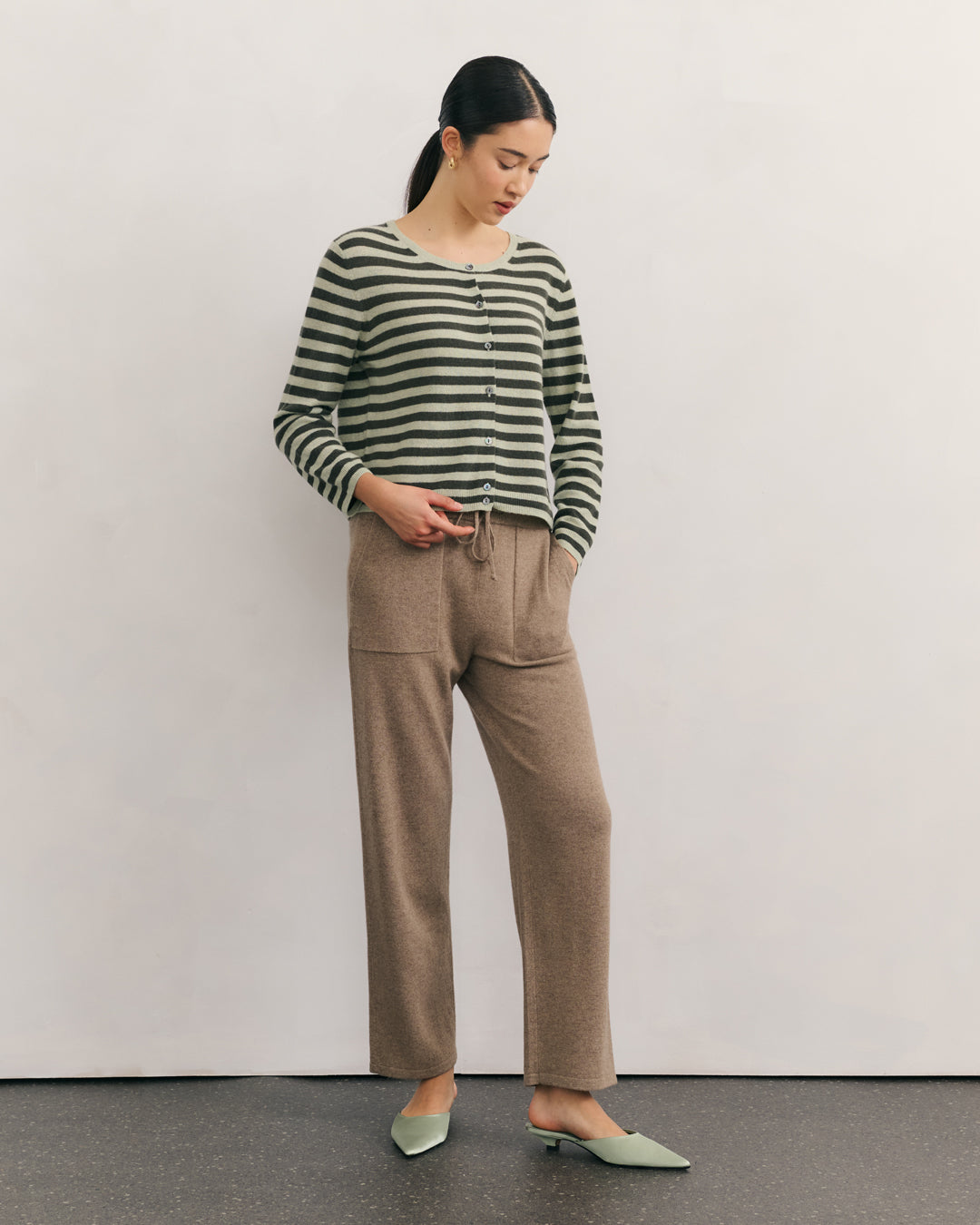 LIKE A BREEZE STRIPED CARDIGAN - MINT/TEA LEAF