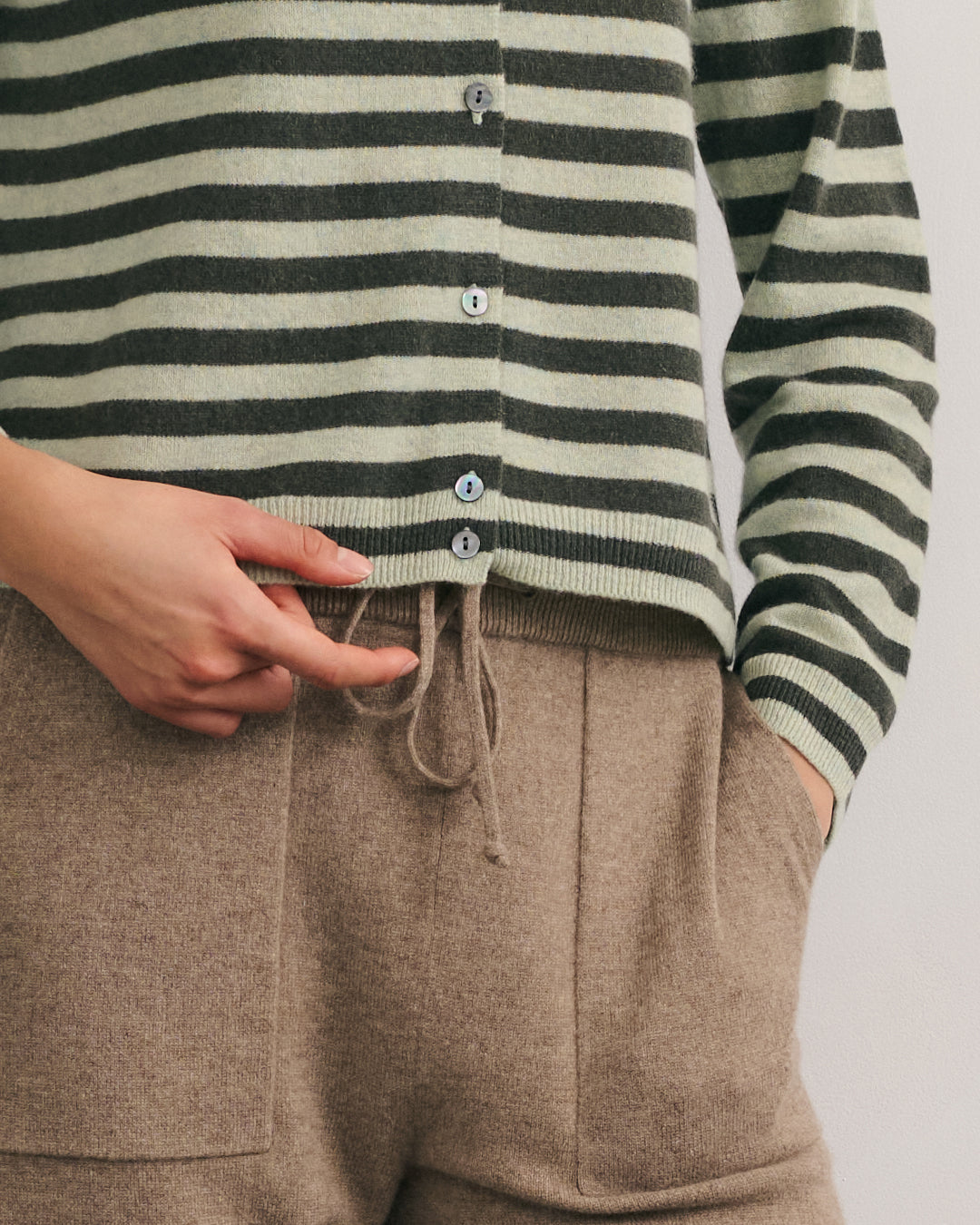 LIKE A BREEZE STRIPED CARDIGAN - MINT/TEA LEAF