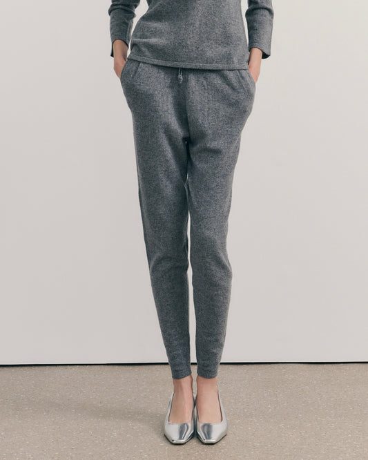 BE SPOILED CASHMERE TRACK PANTS - MID GREY