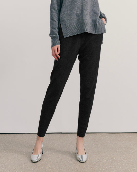 BE SPOILED CASHMERE TRACK PANTS - BLACK