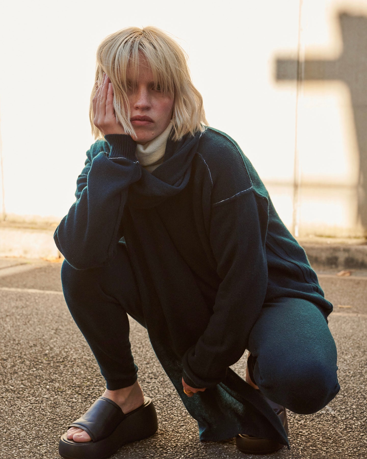 BE SPOILED CASHMERE TRACK PANTS - DARK TEAL