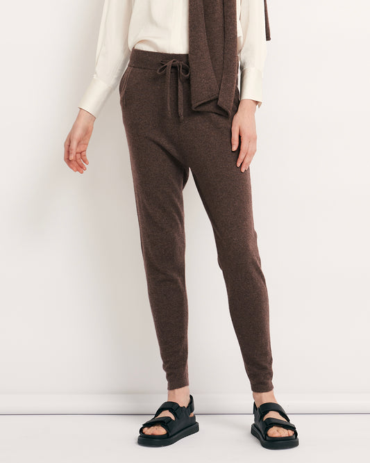 BE SPOILED CASHMERE TRACK PANTS - CHESTNUT